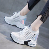 Murioki Women's Shoes New Autumn Wedge Platform Lace Up Casual Sneakers Fashion High Heels Breathable Comfortable Sport Shoes