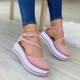 Murioki Platform Wedge Sandals Closed Toe Round Head Womens Shoes Comfort Summer Outdoor Sports Beach Height Increase Sneakers