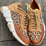 Graduation Shoes Plus size 36-44 New Thick-soled Round Toe Low-top Leopard Print Women's Singles Cross-large Stitching Lace-up SneakersPlus size 36-44 New Thick-soled Round Toe Low-top Leopard Print Women's Singles Cross-large Stitching Lace-up Sneakers