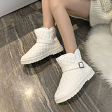 MURIOKI Women Slip on Flat Cotton Shoes Women Light Waterproof Ankle Boots Female White 2019 Winter Super Warm Snow Boots U11-41
