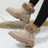 Murioki Suede Fur Snow Boots Women Winter 2022 Thick Plush Warm Ankle Boots Woman Thick Square Heels Cotton Padded Shoes Booties Mujer