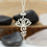 Exquisite Lotus Flower Unalome Pendant Necklace Fashion Hippie Yoga Rose Gold Symbol Jewelry Anniversary Mother's Day Gifts
