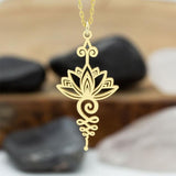 Exquisite Lotus Flower Unalome Pendant Necklace Fashion Hippie Yoga Rose Gold Symbol Jewelry Anniversary Mother's Day Gifts