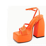 MURIOKI Luxury Satin Cloth Crystal Buckle Spring Summer Female Party Runway Shoes Round Toe High Heels Women Sandal